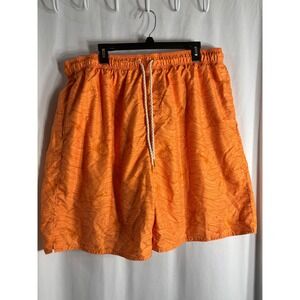 Hawaiian‎ Authentics Orange Floral Print Men's Swim Trunks Size 2XL